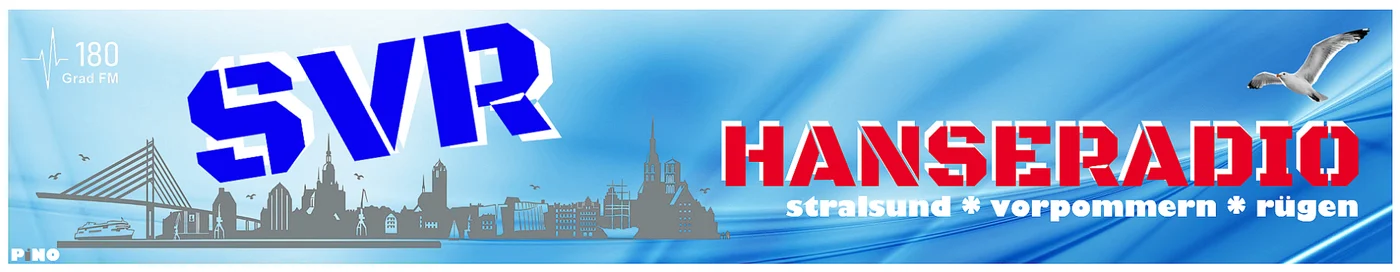 SVR Hanseradio, stralsund vorpommern rügen, mit der Stralsunder Silhouette und der Rügenbrücke
